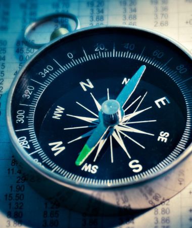 Closeup of compass.